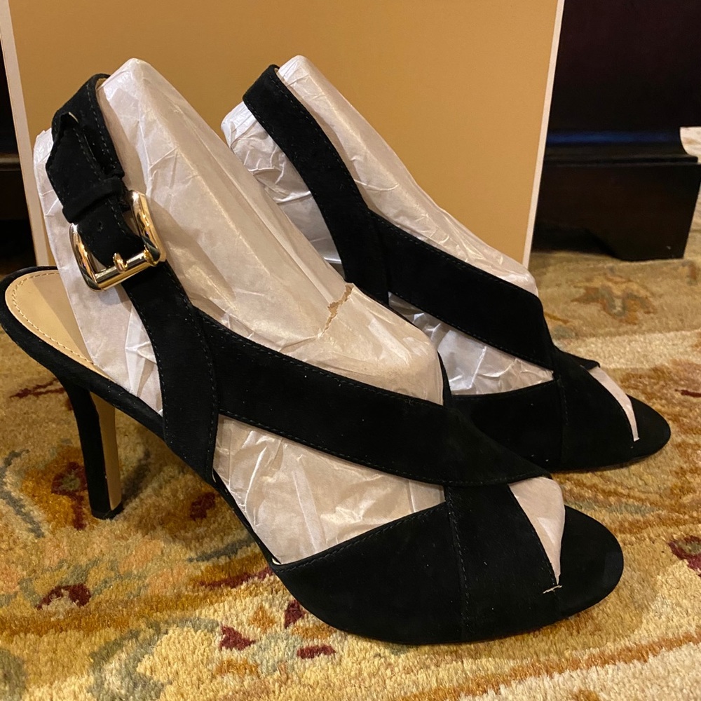 Michael Kors Black Suede Sandals-size 10